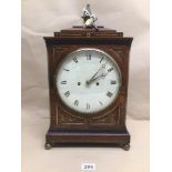 A MAHOGANY CASE 8-DAY TWIN FUSEE STRIKING BRACKET CLOCK THE PAINTED DIAL FEATURES ROMAN NUMERALS,