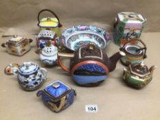 A MIXED GROUP OF ORIENTAL PORCELAIN POTS AND BOWL
