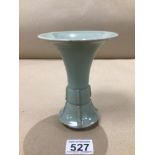 A CHINESE CELADON TRUMPET SHAPE VASE 15CM