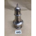 A HALLMARKED SILVER BALUSTER FORM SUGAR SIFTER 16CM 124 GRAMS