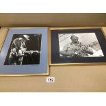 TWO FRAMED AND GLAZED PHOTOGRAPHS, BB KING AND STEVIE RAY VAUGHAN BY CLAYTON CALL 37 X 30CMS