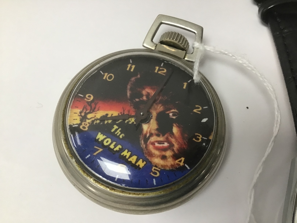 AN AUTOMATIC MICKEY MOUSE SEIKO WATCH WITH "THE WOLFMAN" POCKET WATCH - Image 3 of 4