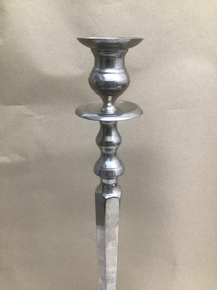 A LARGE CHROME CANDLESTICK 66CMS - Image 2 of 3