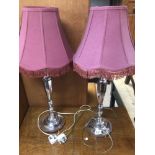 A PAIR OF VINTAGE OF SILVER PLATED TABLE LAMPS 72CM