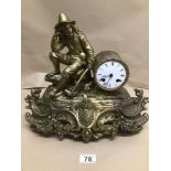 A 19TH CENTURY GILT BRASS MANTLE CLOCK BY JAPY FRERES FRANCE A/F