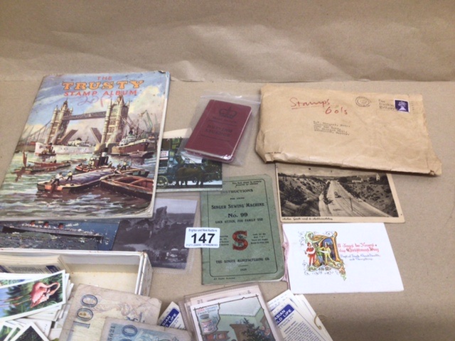 MIXED COLLECTABLE ITEMS, COINS, CIGARETTE CARDS, STAMPS AND POSTCARDS