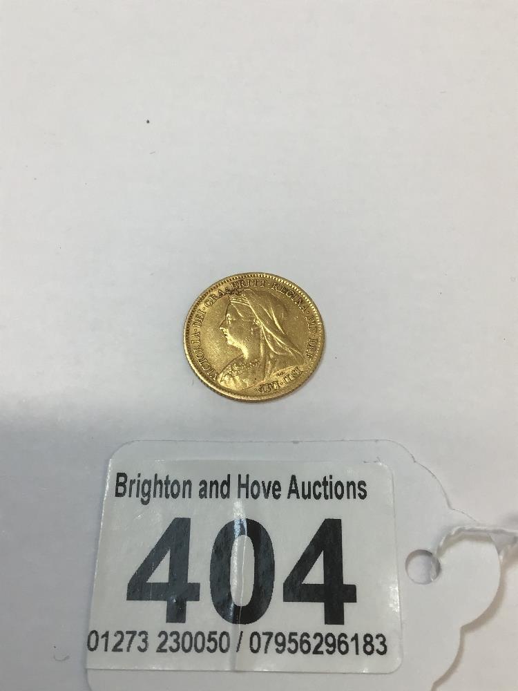 A GOLD HALF SOVEREIGN DATED 1899