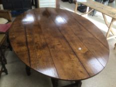 A LARGE VICTORIAN PERIOD OAK WAKE TABLE FULLY EXTENDED 229 X 155CM