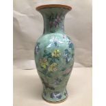 A GREEN CHINESE BALUSTER SHAPED VASE 20TH CENTURY 36 CM