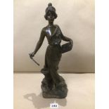 EMMANUEL VILLANIS (FRENCH, 1858-1914) LA SIBYLLE AN ART NOUVEAU PATINATED BRONZE FIGURE OF THE