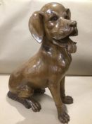 A LARGE WOODEN CARVED DOG 52CMS