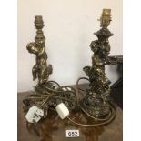 TWO GILDED CHERUB LAMPS 35CM