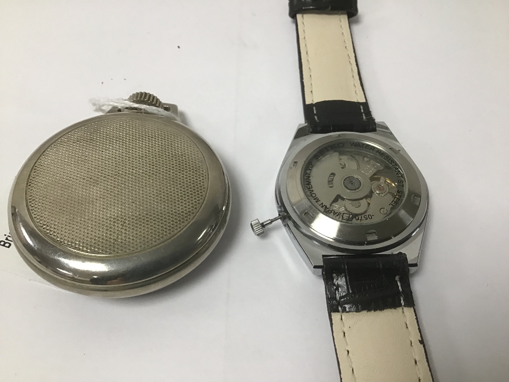 AN AUTOMATIC MICKEY MOUSE SEIKO WATCH WITH "THE WOLFMAN" POCKET WATCH - Image 4 of 4