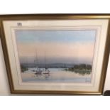 A FRAMED AND GLAZED WATERCOLOUR OF A LOCAL SCENE SIGNED HOLMES 75 X 62CM