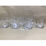 SEVEN DARTINGTON GLASS, COMMEMORATIVE TANKARD, SILVER JUBILEE, USA BICENTENNIAL, 1979 DERBY X2,