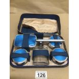 A VINTAGE GENTS DRESSING SET WITH BLUE GALOCHE BACKING
