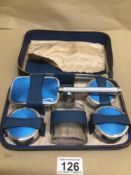 A VINTAGE GENTS DRESSING SET WITH BLUE GALOCHE BACKING