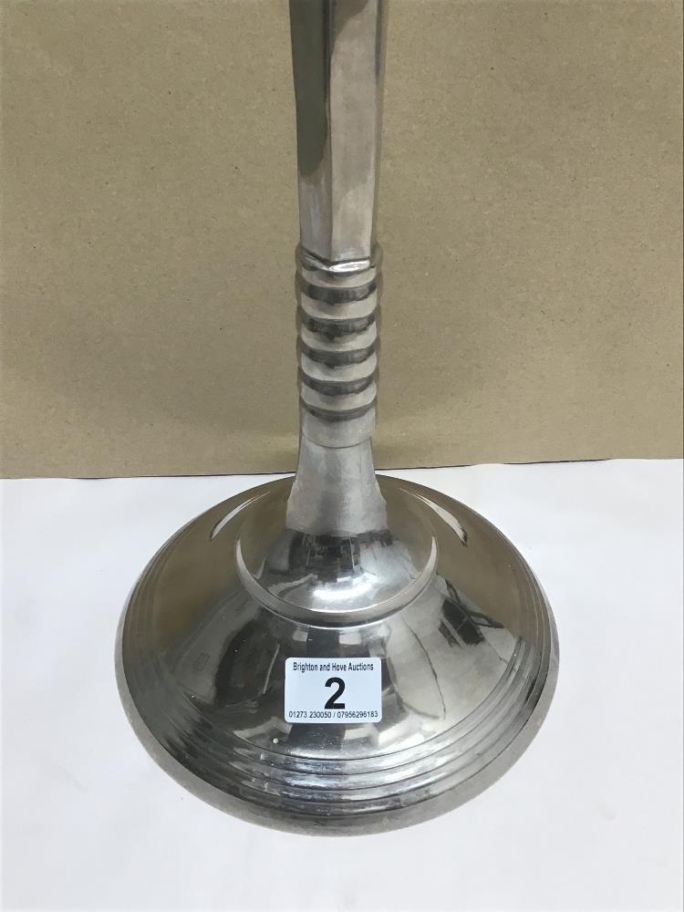 A LARGE CHROME CANDLESTICK 66CMS - Image 3 of 3