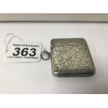 A VICTORIAN PERIOD HALLMARKED SILVER ENGRAVED RECTANGULAR VESTA CASE JAMES FENTON AND CO 1899 34