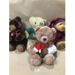 FOUR HARRODS TEDDY BEARS, 1990, 2004, 2019