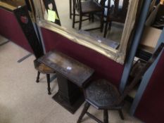 TWO 19TH CENTURY WELSH CHAIRS WITH ORNATE SIDE TABLE