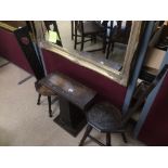 TWO 19TH CENTURY WELSH CHAIRS WITH ORNATE SIDE TABLE