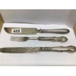 A HALLMARKED SILVER KNIFE AND FORK FROM THE VICTORIAN PEROID SHEFFIELD HIGHLY DECORATED WITH A