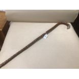 A HAWTHORN SILVER TIPED WALKING STICK