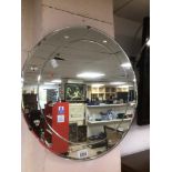 A VINTAGE ROUND BEVELLED MIRROR 50CM