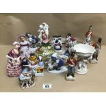 A LARGE GROUP OF CERAMIC FIGURES, STAFFORDSHIRE, AND GRAFENTHAL OF GERMANY AND MORE