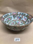 A CHINESE FAMILLE ROSE BOWL WITH POLYCHROME DECORATION A/F 28CM