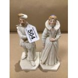 A PAIR OF EARLY ROYAL WORCESTER FIGURINES A/F