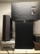 A PAIR OF BLACK ASH HEYBROOK, DENON C.D AUTO CHANGER RECEIVER UD-M50, AND OTHER SPEAKERS