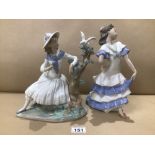 TWO LARGE NAO PORCELAIN FIGURES OF LADIES (565) b-16E) 28CMS