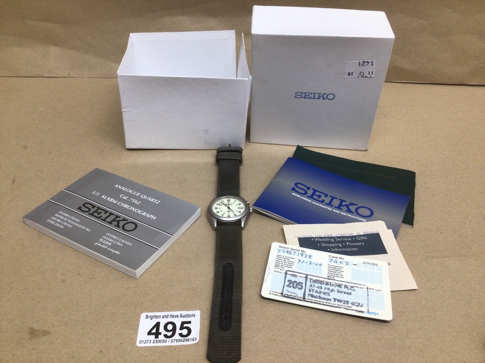 A SEIKO WATCH WITH RECEIPTS QUARTZ WITH BOX