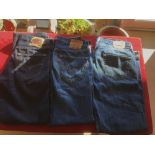 THREE PAIRS OF LEVIS 501'S W33/L36, W34/L32, AND W34/L32