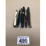 A QUANTITY OF PENS INCLUDES CONWAY STEWART 14CT GOLD NIB, MARCONI PEN WITH THREE DICE, PLATIGNUM