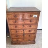 A VICTORIAN PERIOD OAK COLLECTORS CHEST WITH SEVEN DRAWERS 53 X 39 X 26CMS