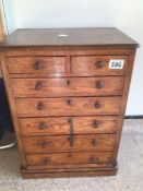 A VICTORIAN PERIOD OAK COLLECTORS CHEST WITH SEVEN DRAWERS 53 X 39 X 26CMS