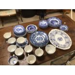 A QUANTITY OF BLUE AND WHITE CHINA 58 PIECES INCLUDES LIBERTY BLUE, ROYAL WORCESTER (AVON SCENES)