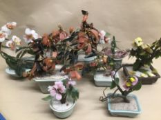 A MIXED COLLECTION OF GLASS JAPANESE BONSAI TREES