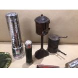 A BOX OF MIX COLLECTABLES, TORCHES AND A CHARLWOOD CORKSCREW AND MORE