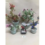 A QUANTITY OF GLASS BONSAI TREES JAPANESE