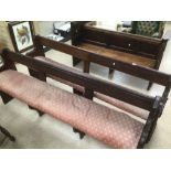 A PAIR OF STANDARD PINE CHAPEL BENCHES 208 X 84 X 39CM