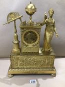 AN EXCEPTIONALLY IMPRESSIVE AND PRESENTABLE UNUSUAL MANTLE CLOCK IN GILDED BRONZE CIRCA 1900,