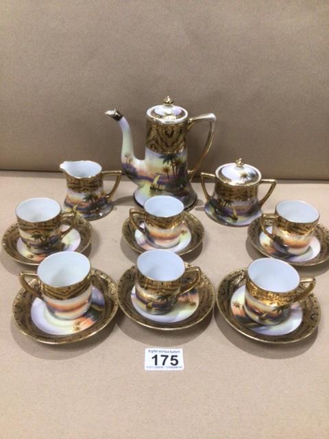 A JAPANESE NORITAKE SIX PIECE COFFEE SET DECORATED WITH A DESSERT SCENE - Image 3 of 3
