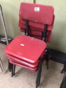 FIVE VINTAGE RED SCHOOL STACKING CHAIRS (INFANT)