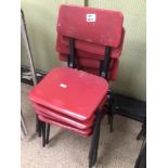 FIVE VINTAGE RED SCHOOL STACKING CHAIRS (INFANT)