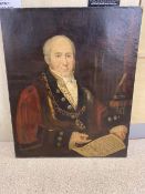 UNFRAMED EARLY OIL ON CANVAS OF JOSEPH WILFRED PARKINS HIGH SHERIFF OF LONDON OF 1819 LATER DIED