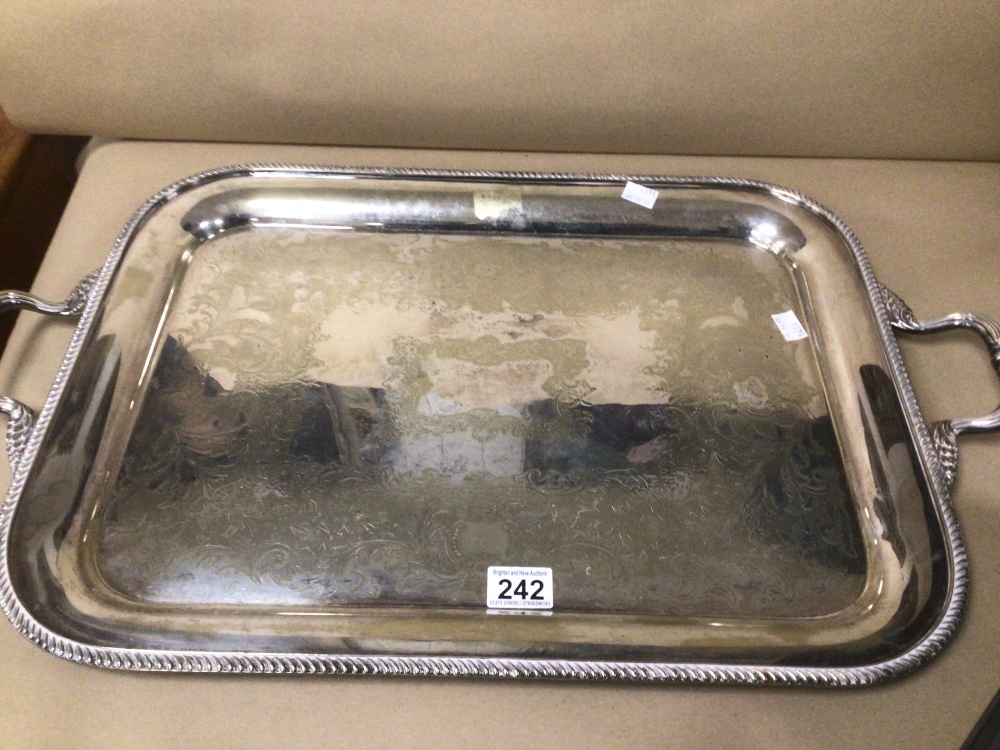 TWO CANTEENS OF CUTLERY, BY MAPPIN AND WEBB (MAPPIN PLATE) WITH A LARGE SILVER PLATED SERVING TRAY - Image 4 of 5